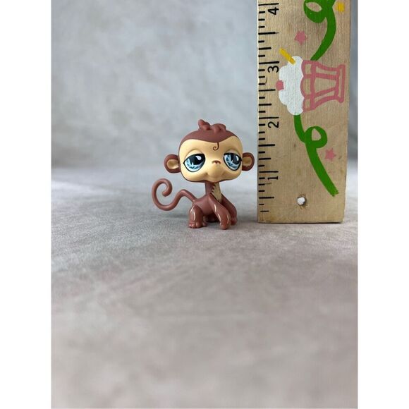 Littlest Pet Shop LPS Brown Monkey with Blue Teardrop Eyes 485 - Picture 6 of 6